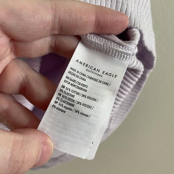 American Eagle Women M Lilac Ribbed Casual Cutout Shoulder Cropped Tank Top NWT - Picture 8 of 10